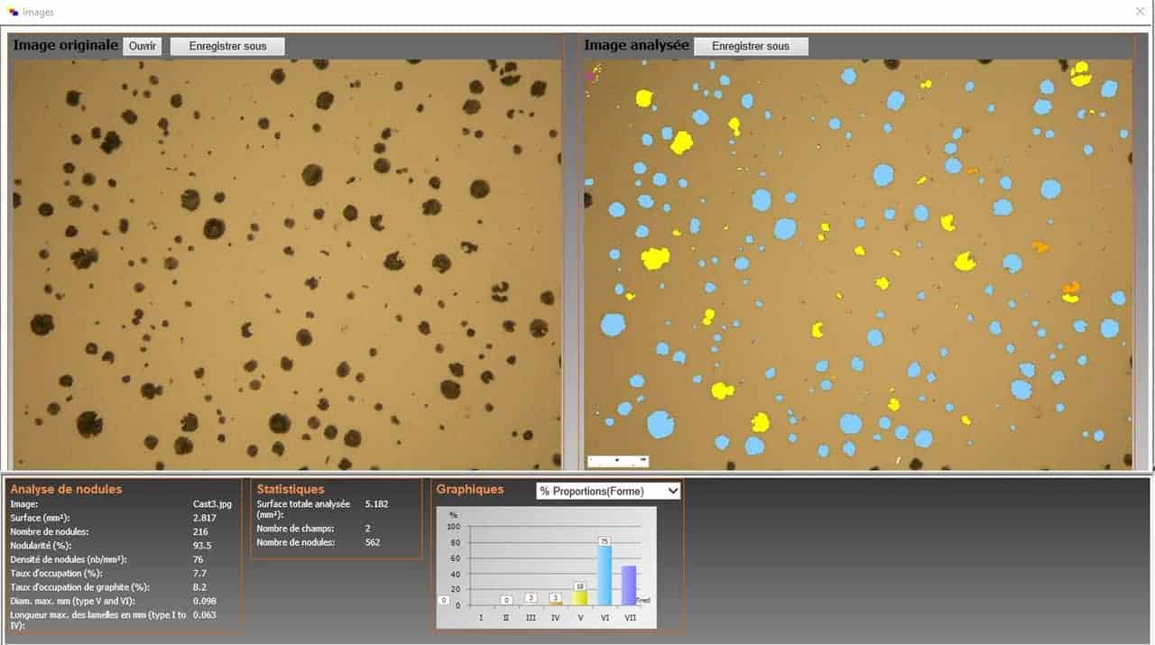 Analyse de nodules selon la norme ISO945