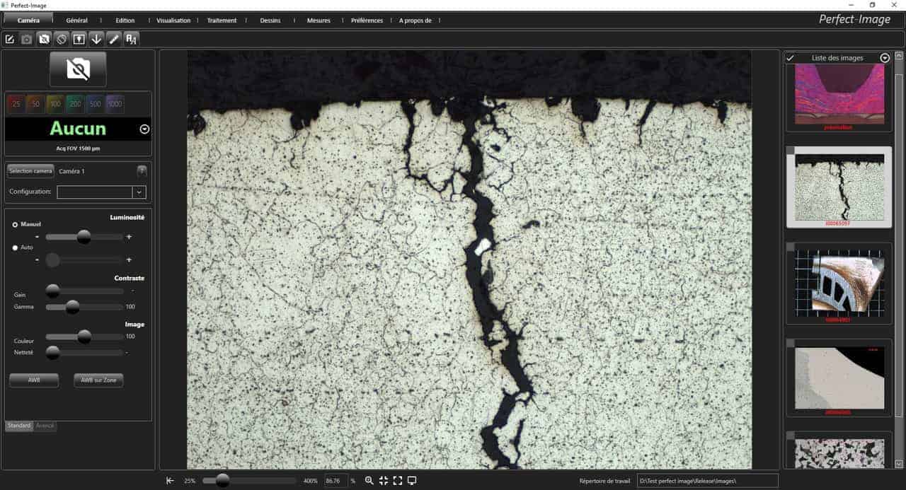 Logiciel d'analyse d'image en metallographie
