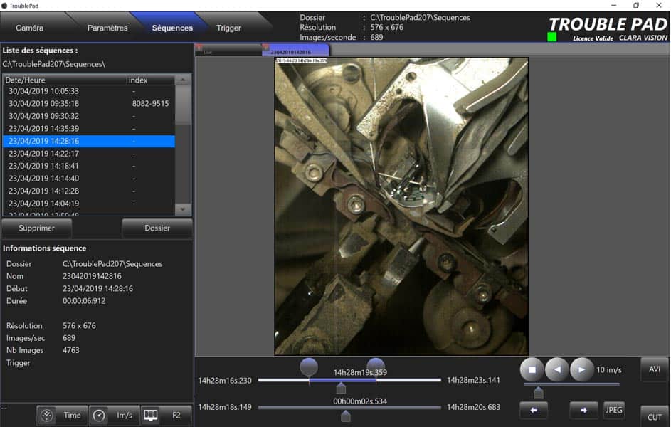 logiciel cameras rapides troublepad interface