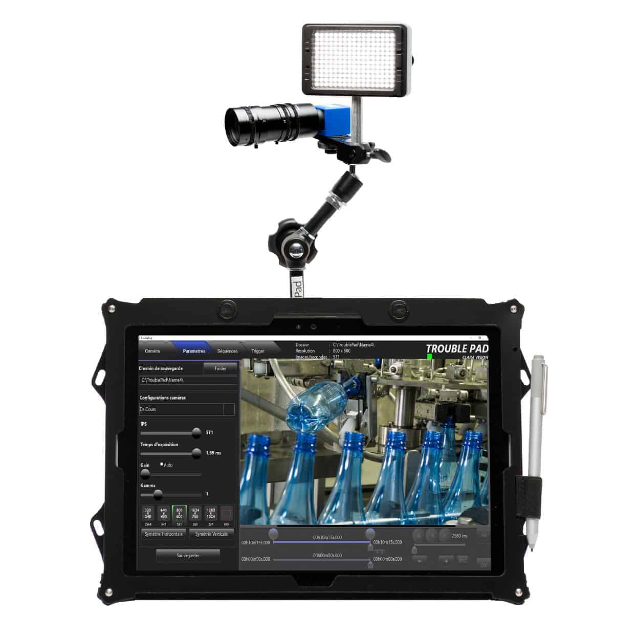 High speed camera with touchscreen tablet