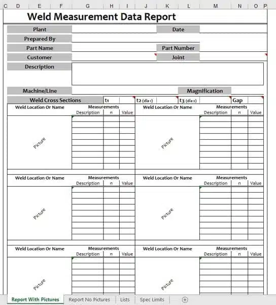 Rapport personnalisé de mesures de soudures