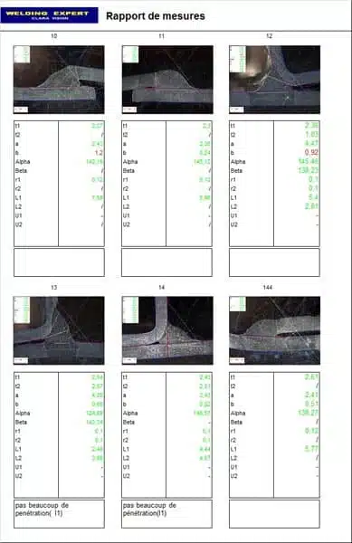 Rapport pièce du système StructureExpert Weld